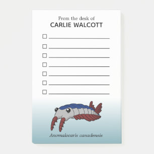 Prehistoric Animal Anomalocaris with Checklist Post-it Notes