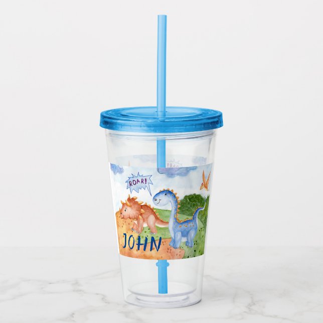 Prehistoric Animal Personalized Acrylic Tumbler (Front)