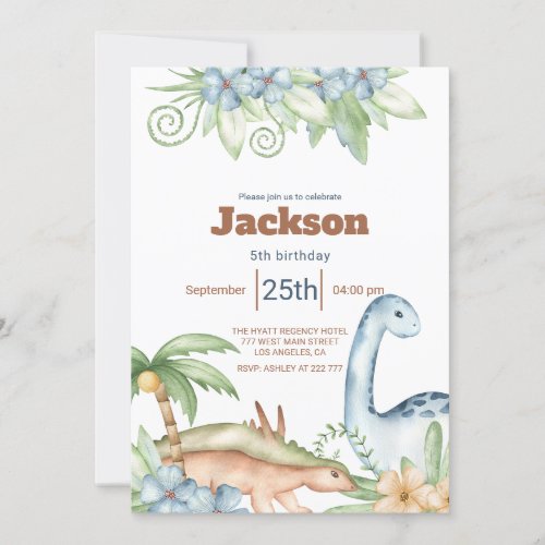 Prehistoric Animals Birthday Invitation