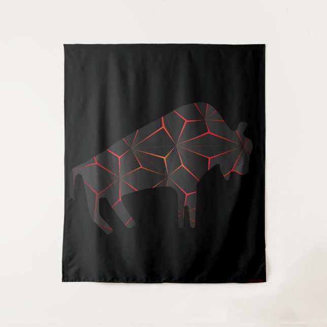 Prehistoric Animals Fiery Bison Tapestry (Front)