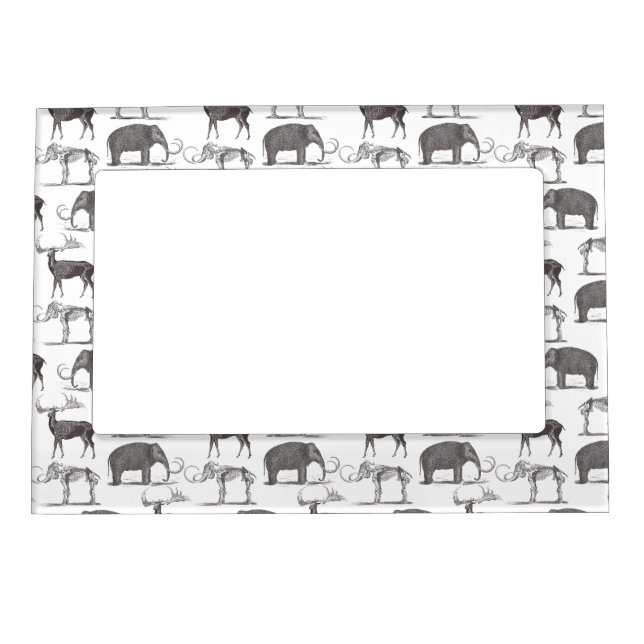 Prehistoric Animals - Woolly Mammoth and Megaceros Magnetic Frame (Front)