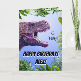 Prehistoric Any Age Purple T-rex Dinosaur Birthday Card