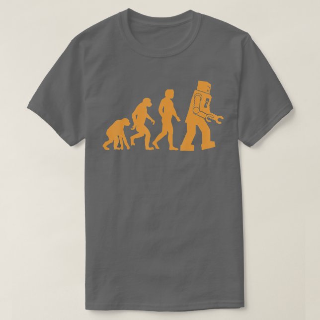 Prehistoric Ape to Monkey to Man to Robot Evolutio T-Shirt (Design Front)