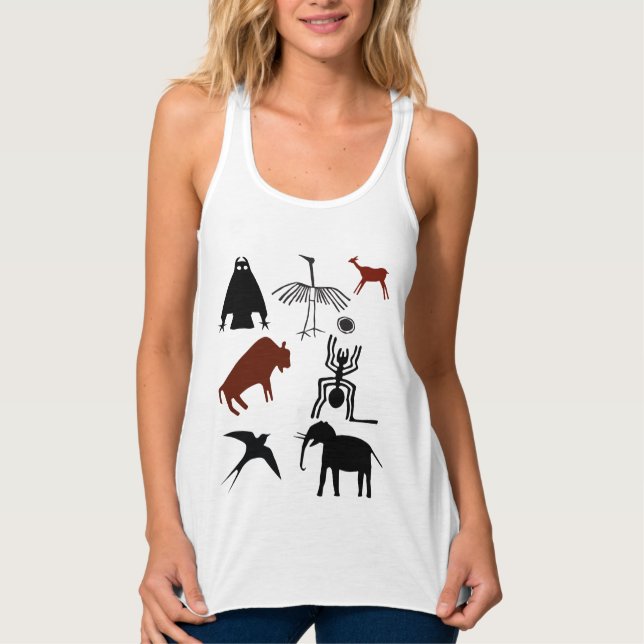 Prehistoric Birds Animals Petroglyphs Tank Top (Front)