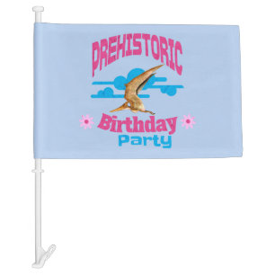 Prehistoric Birthday Party Funny Pterodactyl Car Flag