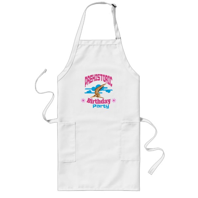 Prehistoric Birthday Party Funny Pterodactyl Long Apron (Front)