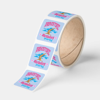 Prehistoric Birthday Party Pterodactyl Dino Square Sticker
