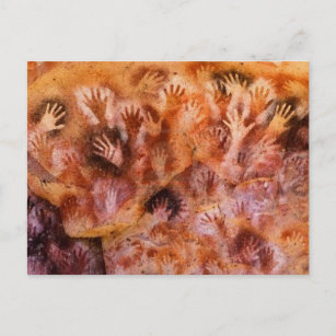 Prehistoric cave painting of hands Post Card