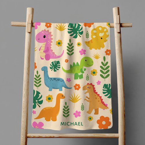 Prehistoric Cute Dinosaurus Dino Pattern with Name