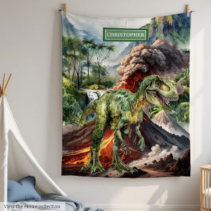 Prehistoric Dinosaur Birthday Blanket Boys Gift