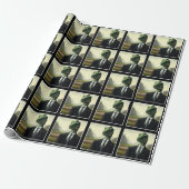 Prehistoric Dinosaur Businessman, Fun AI Generated Wrapping Paper (Unrolled)