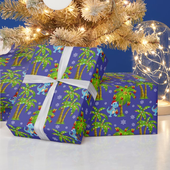 Prehistoric dinosaur Christmas party wrap Wrapping Paper (Holidays)