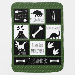 Prehistoric Dinosaur Dig & Name Receiving Blanket