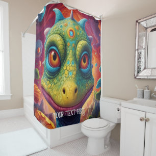 Prehistoric Dinosaur Magical Colorful Animals Shower Curtain