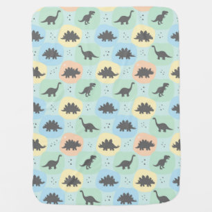 Prehistoric Dinosaur Silhouette Seamless Pattern Baby Blanket