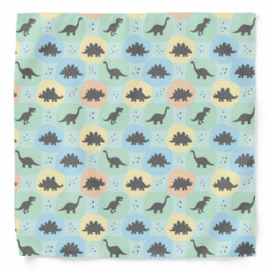 Prehistoric Dinosaur Silhouette Seamless Pattern Bandana