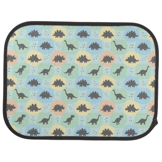 Prehistoric Dinosaur Silhouette Seamless Pattern Car Floor Mat (Rear)