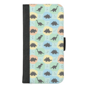 Prehistoric Dinosaur Silhouette Seamless Pattern iPhone 8/7 Plus Wallet Case