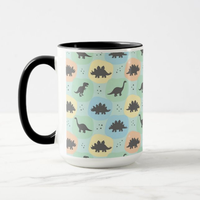 Prehistoric Dinosaur Silhouette Seamless Pattern Mug (Left)