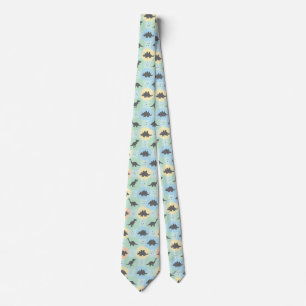 Prehistoric Dinosaur Silhouette Seamless Pattern Neck Tie