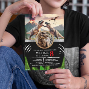 Prehistoric Dinosaur T-rex Birthday Party Invitation