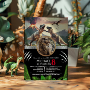 Prehistoric Dinosaur T-rex Birthday Party Invitation