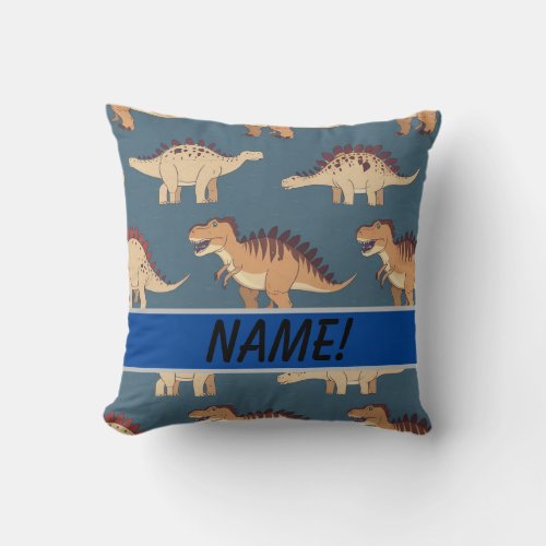 Prehistoric dinosaur t rex pattern throw pillow