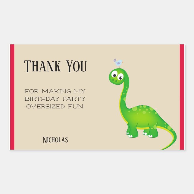 Prehistoric Dinosaur Thank You Rectangular Sticker (Front)
