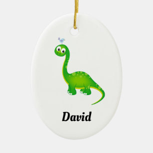 Prehistoric Dinosaur with Name Ceramic Ornament
