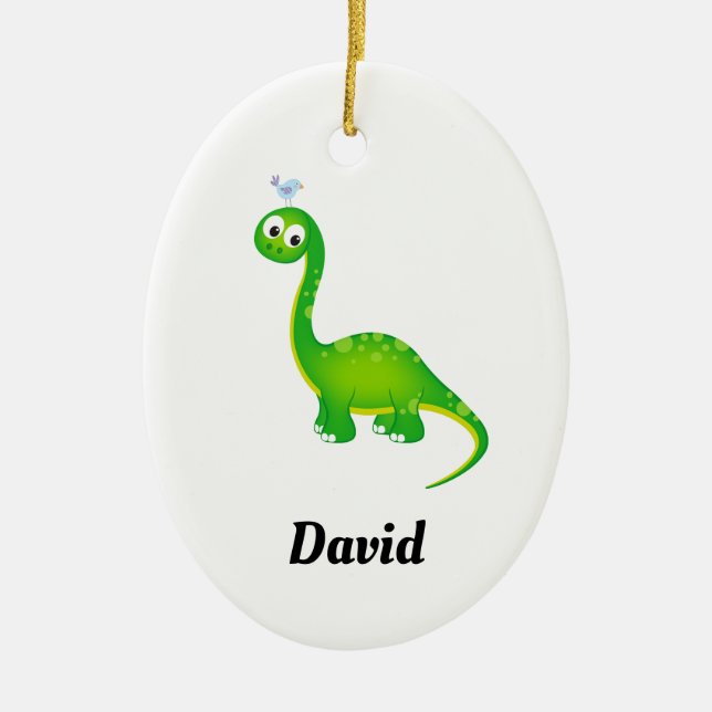 Prehistoric Dinosaur with Name Ceramic Ornament (Front)