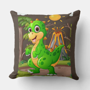 PREHISTORIC DINOSAUR WORLD  THROW PILLOW