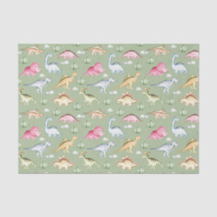 Prehistoric Dinosaurs and Plants Green Tissue Paper