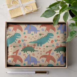 Prehistoric Dinosaurs & Fossil Prints Pattern Tissue Paper
