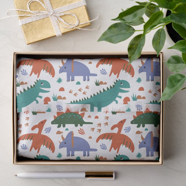 Prehistoric Dinosaurs & Fossil Prints Pattern Tissue Paper (Gift)
