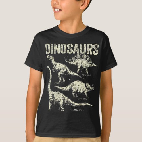 Prehistoric Dinosaurs Types of Dinosaurs for boys  T_Shirt