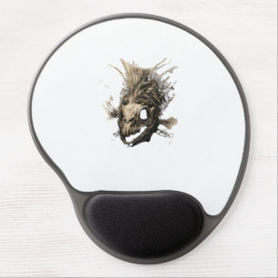 Prehistoric Fish Skull Grunge Dark Art Gel Mouse Pad