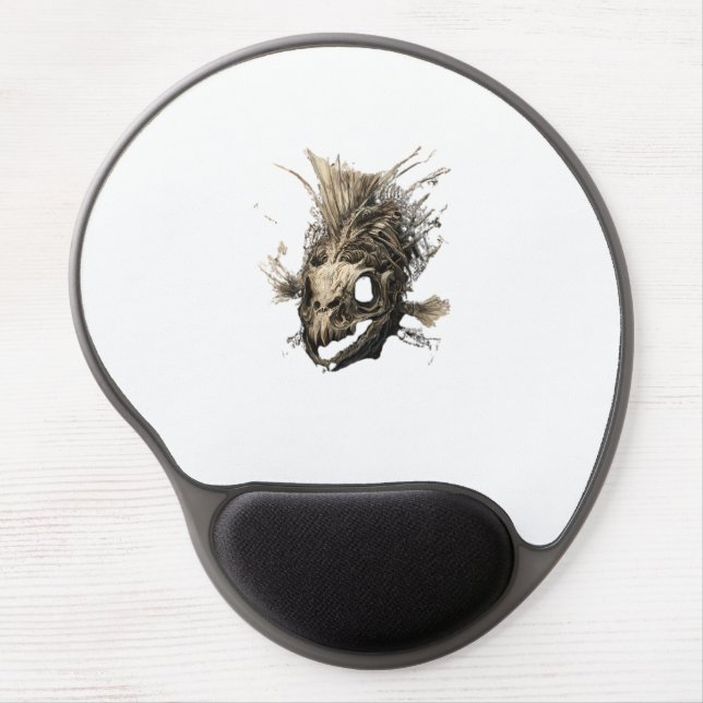 Prehistoric Fish Skull Grunge Dark Art Gel Mouse Pad (Front)
