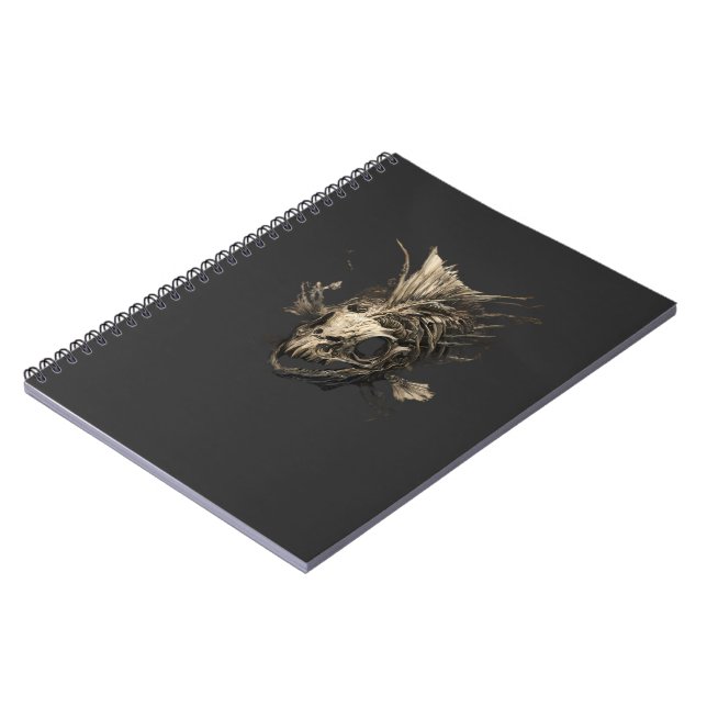 Prehistoric Fish Skull Grunge Dark Art Notebook (Left Side)