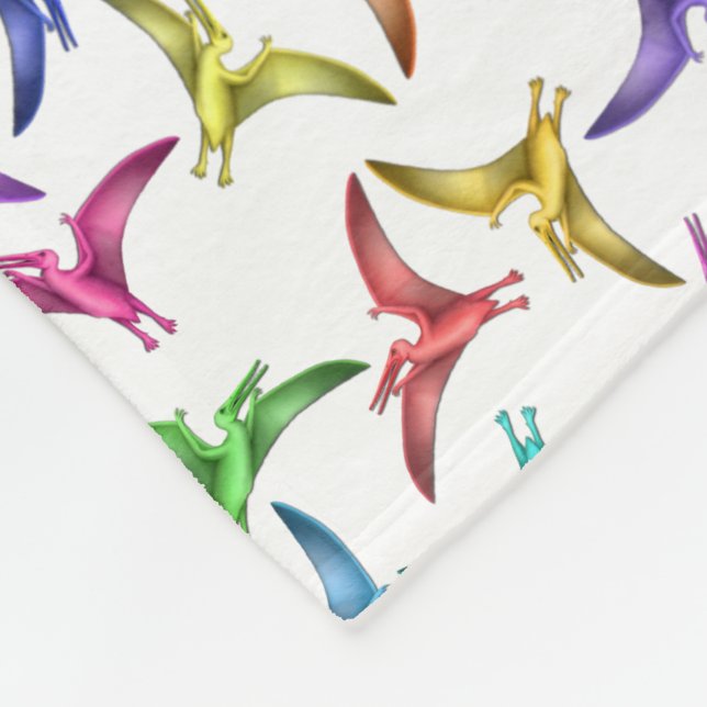 Prehistoric Flying Pterodactyls Fleece Blanket (Corner)