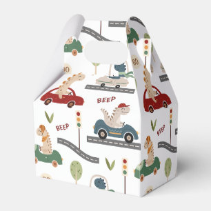 Prehistoric Groups of Colorful Dinosaurs Driving Favor Boxes