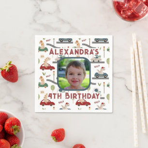 Prehistoric Groups of Colorful Dinosaurs Picture Napkins