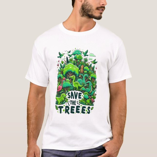 Prehistoric Guardians: Save the Trees T-Shirt (Front)