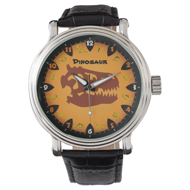 Prehistoric Orange Dinosaur Watch (Front)