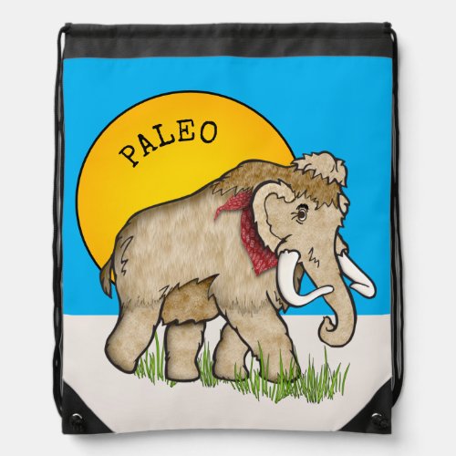Prehistoric Paleo Diet with Woolly Mammoth Drawstring Bag