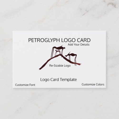 Prehistoric Petroglyph Animals _ Symbol Logo Business Card