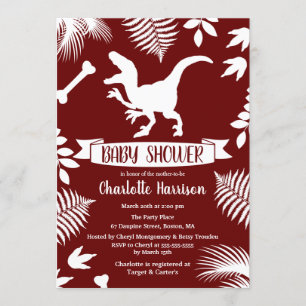 Prehistoric Raptor Dinosaur Baby Shower Invitation