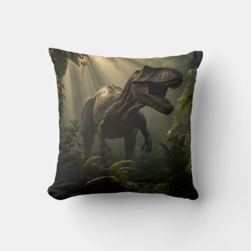Prehistoric Roar Dinosaur T_Rex Throw Pillow