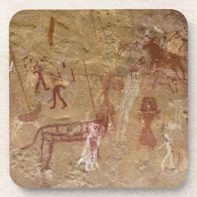 Prehistoric rock paintings, Akakus, Sahara Beverage Coaster (Front)