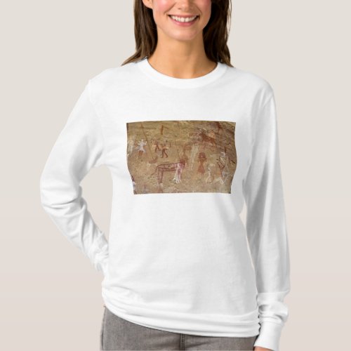 Prehistoric rock paintings Akakus Sahara T_Shirt