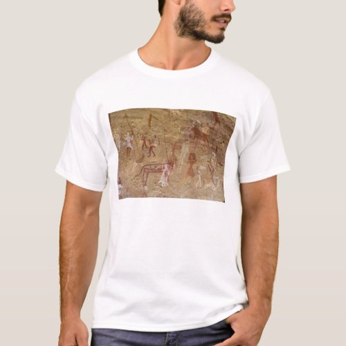 Prehistoric rock paintings Akakus Sahara T_Shirt